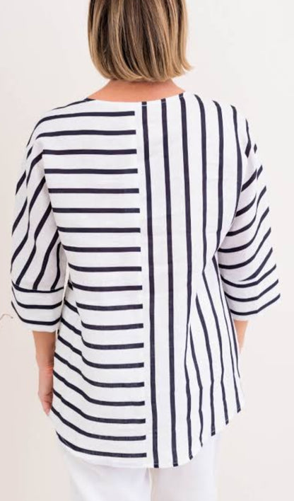 See Saw stripe linen top