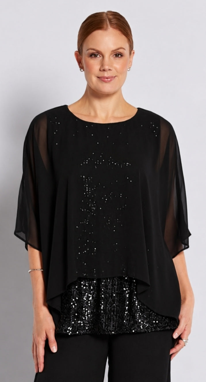 Philosophy Onyx black layer sparkle top